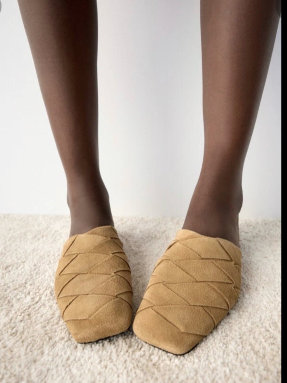 Zara Camel Tan Woven Suede Mules/ SZ 8/Boho Chic/Hippy/cotttagecore